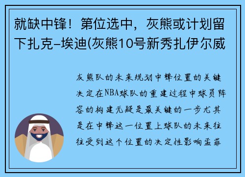 就缺中锋！第位选中，灰熊或计划留下扎克-埃迪(灰熊10号新秀扎伊尔威廉姆斯)