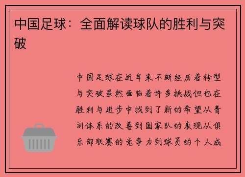 中国足球：全面解读球队的胜利与突破